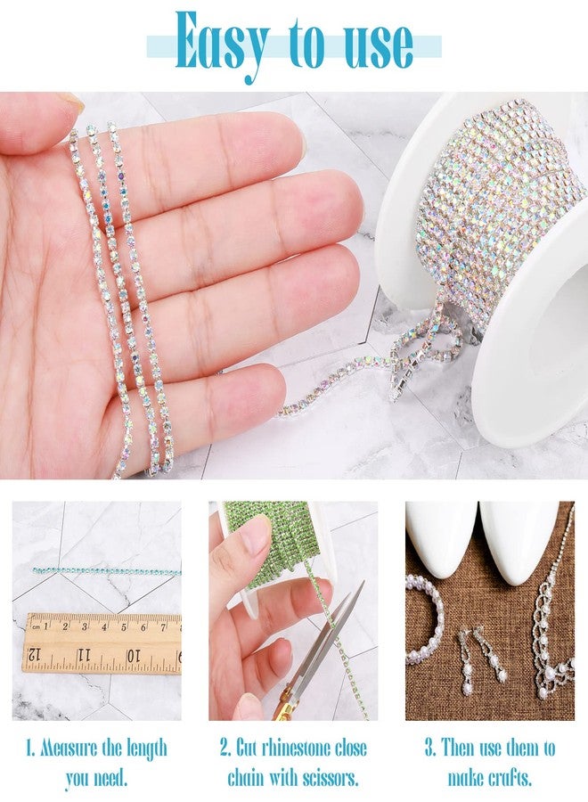 Berlune 6 Roll 33 Yards 2 mm Rhinestone Chain Trim Diamond Crystal Trim Claw Chain DIY Craft Sewing Decor (Fresh Color) - Image 3